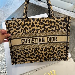 Christian Dior Leopard Print Medium Dior Book Tote